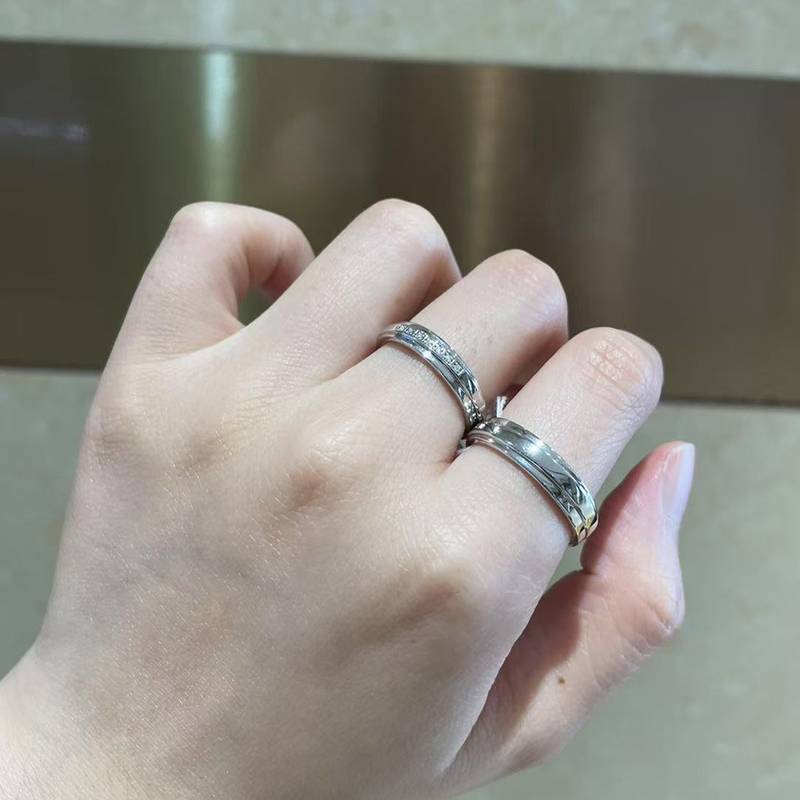 S925 Silver Plated Platinum Couple's Ring Customized Selection, Accessory Stone Moissanite Diamond 0.1ct